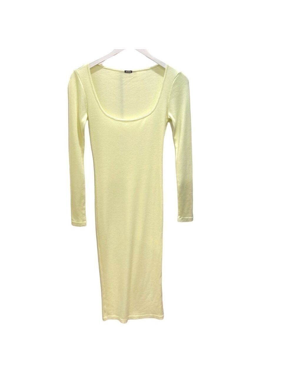 NWOT Monrow Body Con Ribbed Knit Scoop Neck Dress  SZ S Yellow